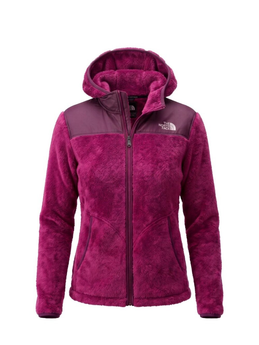 The North Face Women's XL Magenta Fuzzy Fleece Hooded Full Zip Jacket Plush